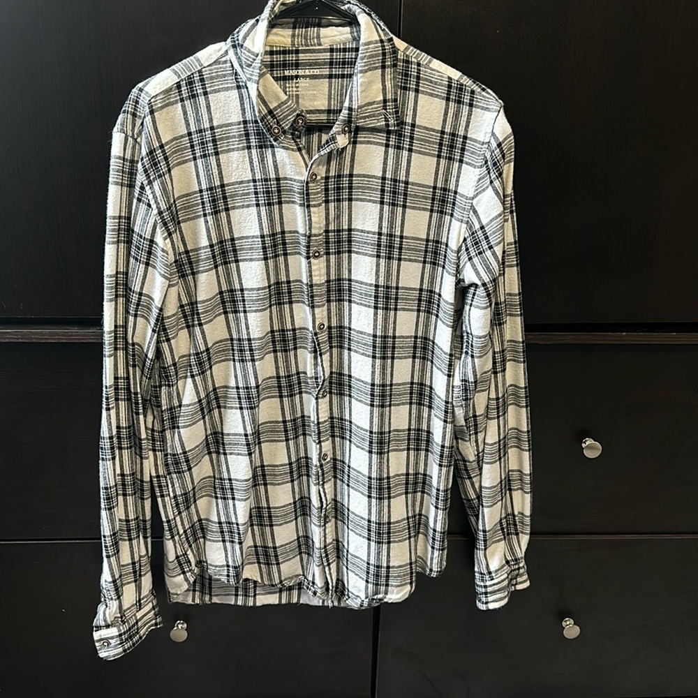 Mason & Co White & Black Flannel (Size Large)